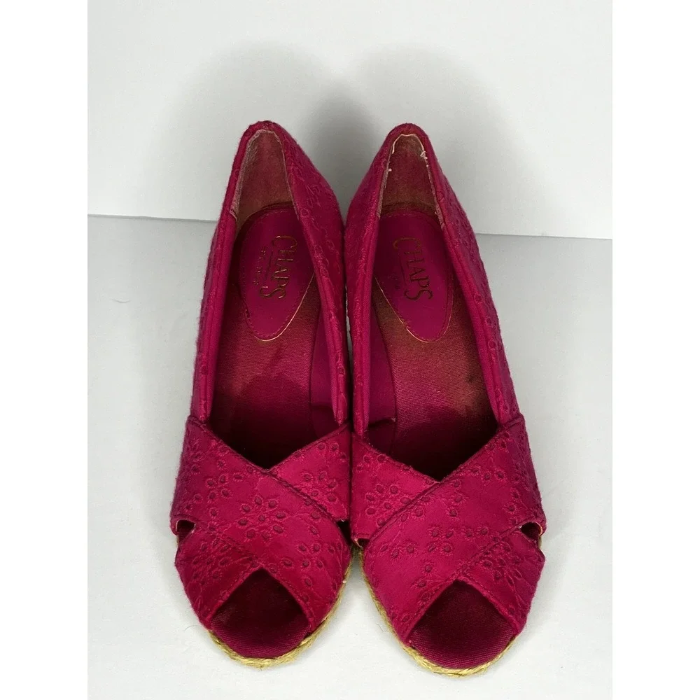 Cottagecore Chaps Shoes Sz 7.5 Espadrille‎ Pink Wedge Prairie Fairycore